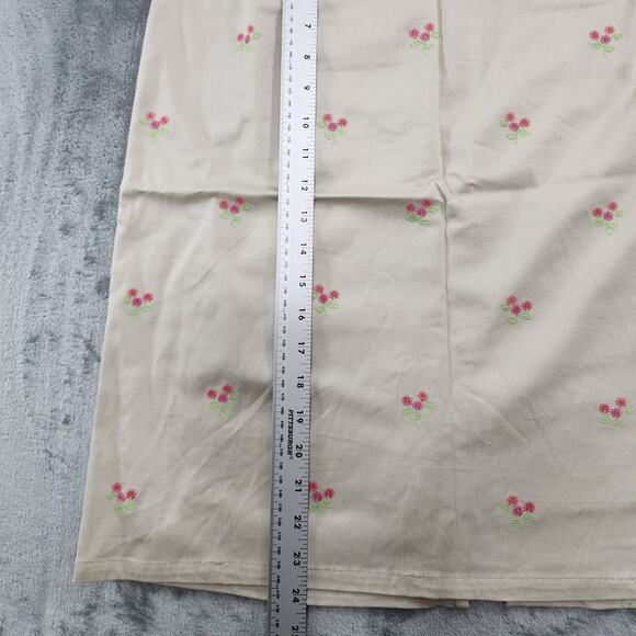 Vintage 90s Pendleton Skirt Womens 8 Tan Khaki Embroidered Flowers Pencil Preppy - Picture 9 of 10